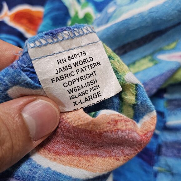 Jams World Island Fish Womens XL Hawaiian Vintage Made In Hawaii Button Down - Picture 7 of 8